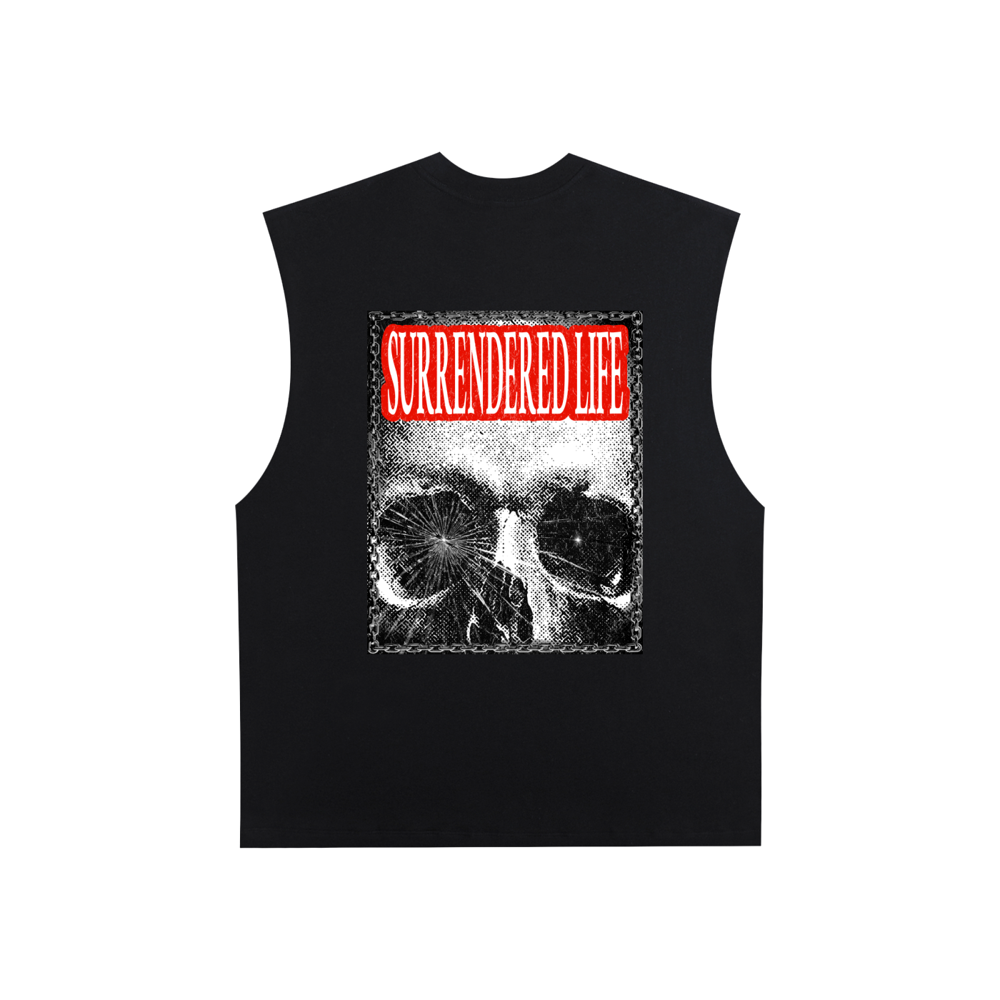 THROUGH THE GLASS | Raw Edge Sleeveless Graphic Tee