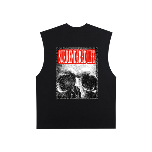 THROUGH THE GLASS | Raw Edge Sleeveless Graphic Tee